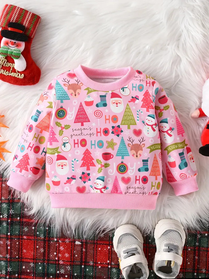 Christmas Cute Cartoon Print Baby Boys And Girls Sweatshirt - Temu | Temu Affiliate Program