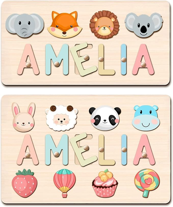 Name Puzzles for Kids Easter Basket Stuffers Personalized Baby Gifts for Boys Girls Wooden Puzzle... | Amazon (US)
