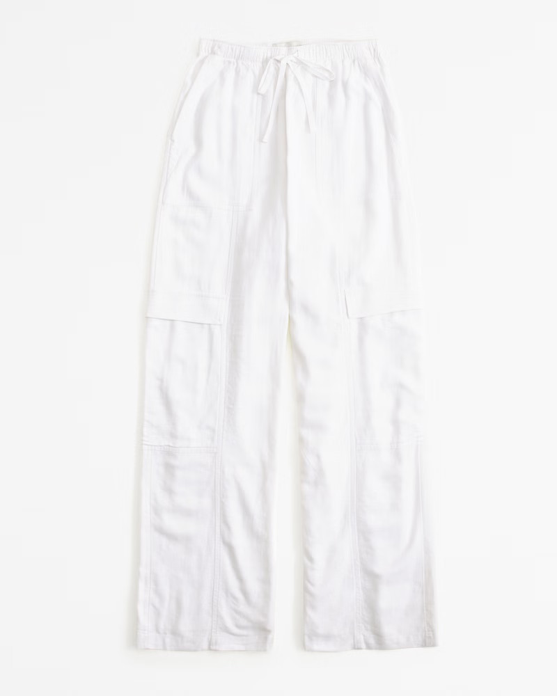 Abercrombie & Fitch Women's Linen-Blend Pull-On Cargo Pant in White - Size XS SHORT | Abercrombie & Fitch (US)