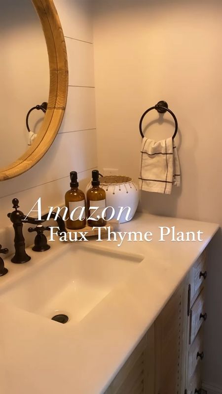 Amazon faux thyme plant makes for the perfect faux plant in a bathroom space! Powder bathroom inspo, bathroom decor, Amazon home finds 

#LTKhome #LTKVideo #LTKsalealert