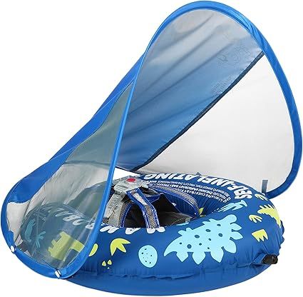 Mambobaby Self-Inflating Baby Swim Float with Canopy, Newest Compressible Folding Pool Baby Float... | Amazon (US)