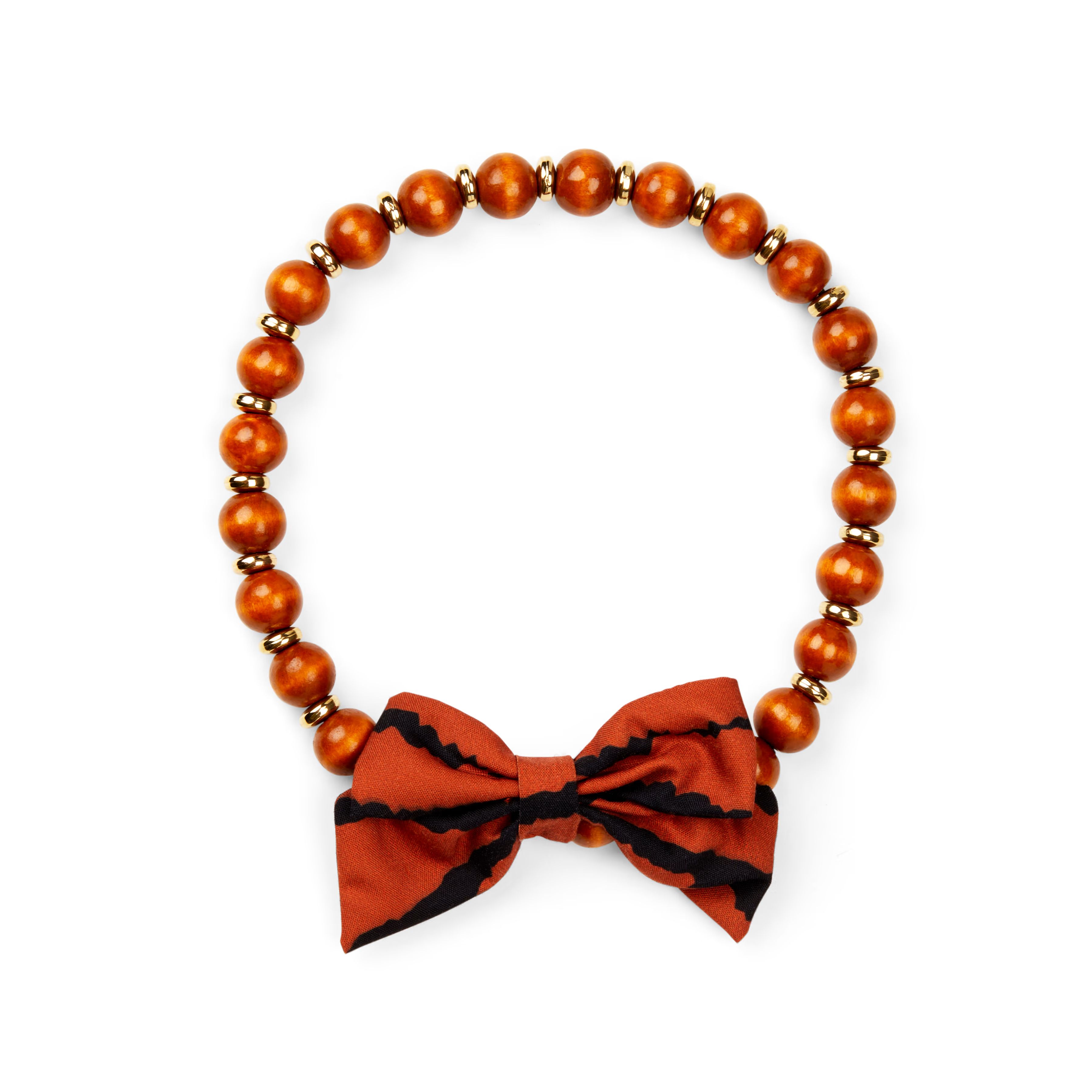 YOULY The Party Animal Bow-Embellished Wood Bead Dog Necklace, X-Small/Small | Petco