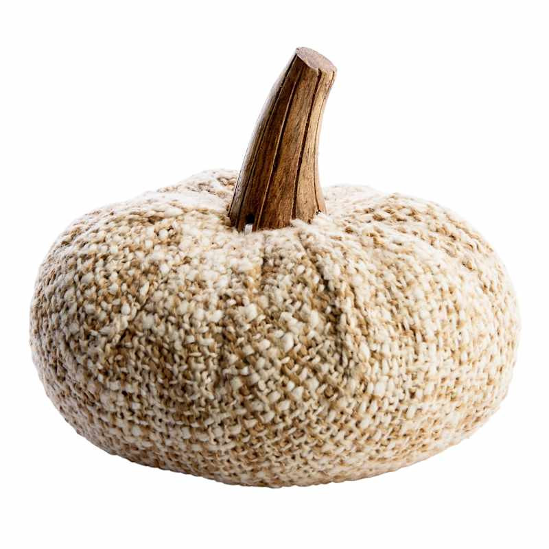 Neutral Textured Fabric Pumpkin, 4" | At Home