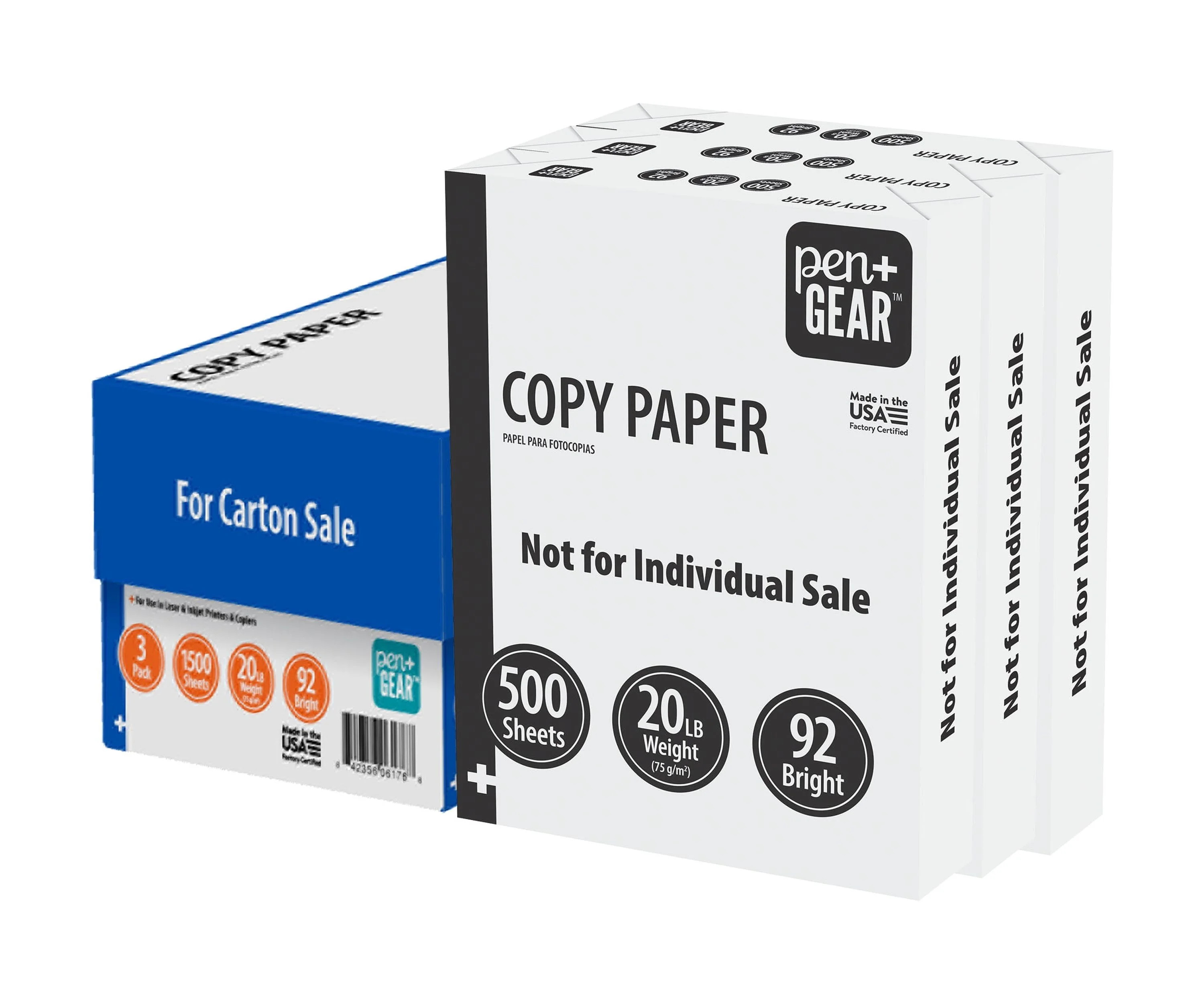 Pen+Gear Copy Paper, 8.5" x 11", 92 Bright, White, 20 lb., 3 Ream Case (1,500 Sheets) | Walmart (US)