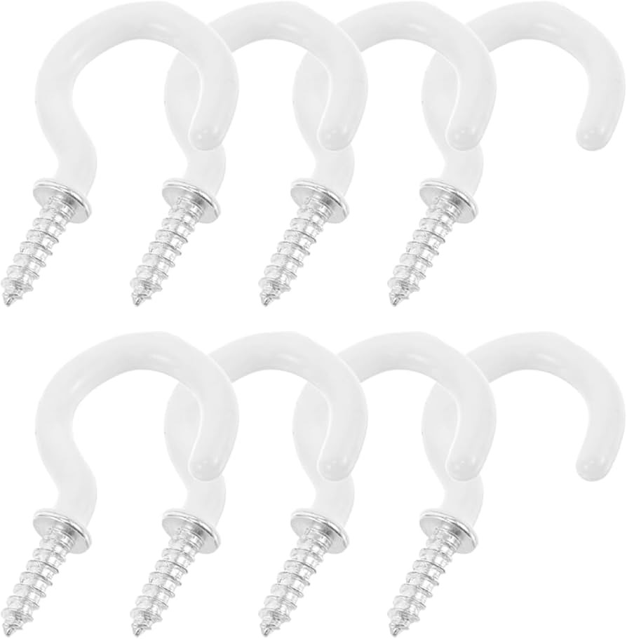 DECHOUS 8Pcs White Screw Hooks Cup Hooks Screw in 7/8 Inch for Hanging, Ceiling, Kitchen | Amazon (US)