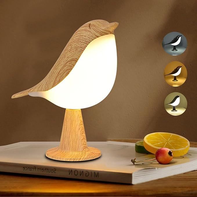 Small Cordless Bedside Lamp, Bird Lamp Touch Sensor, LED Table Lamp with Touch Dimmer,3 Level Bri... | Amazon (US)