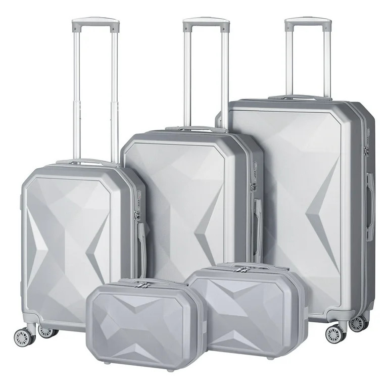 Hikolayae Crossroad Collection Hardside Spinner Luggage Sets in Silver, 5 Piece - TSA Lock | Walmart (US)