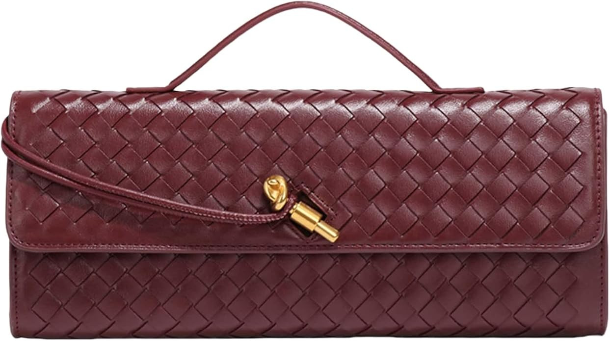 Trendy Woven Evening Bags Clutch Purses For Women CasualLeather Shoulder Handbag Handmade Woven C... | Amazon (US)