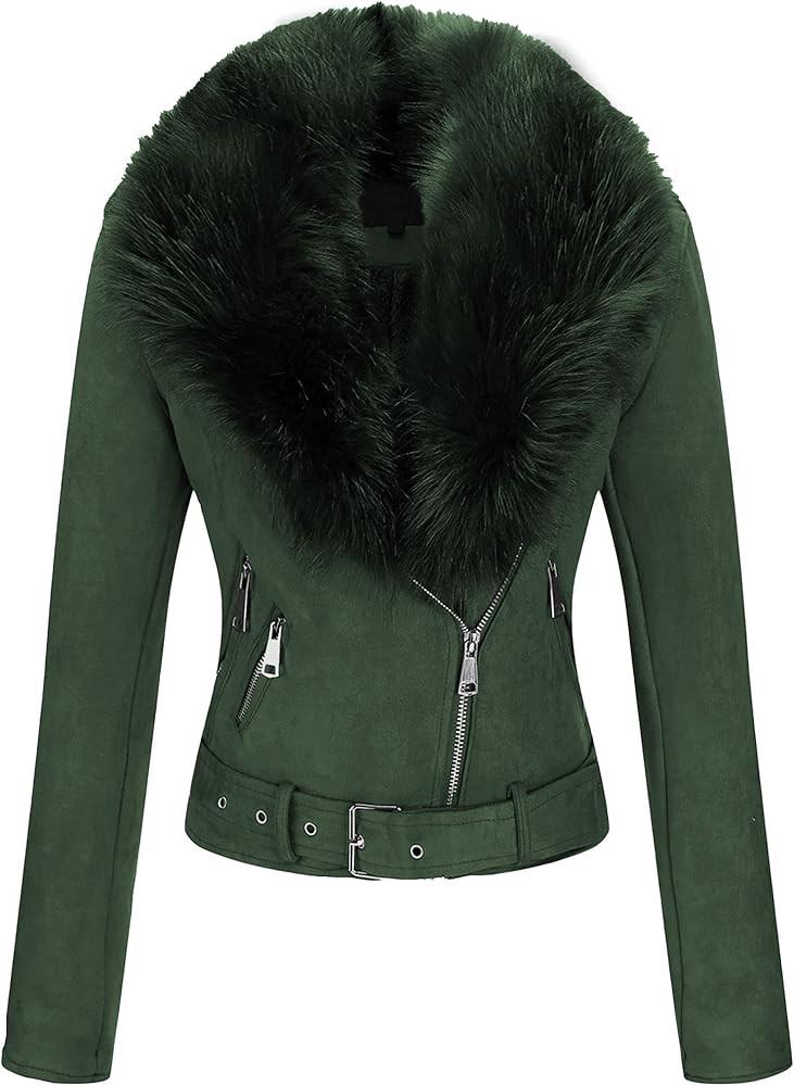 Bellivera Women Faux Leather Suede Jacket Moto Biker Coat Sherpa-Lined Overcoat with Removable Be... | Amazon (US)