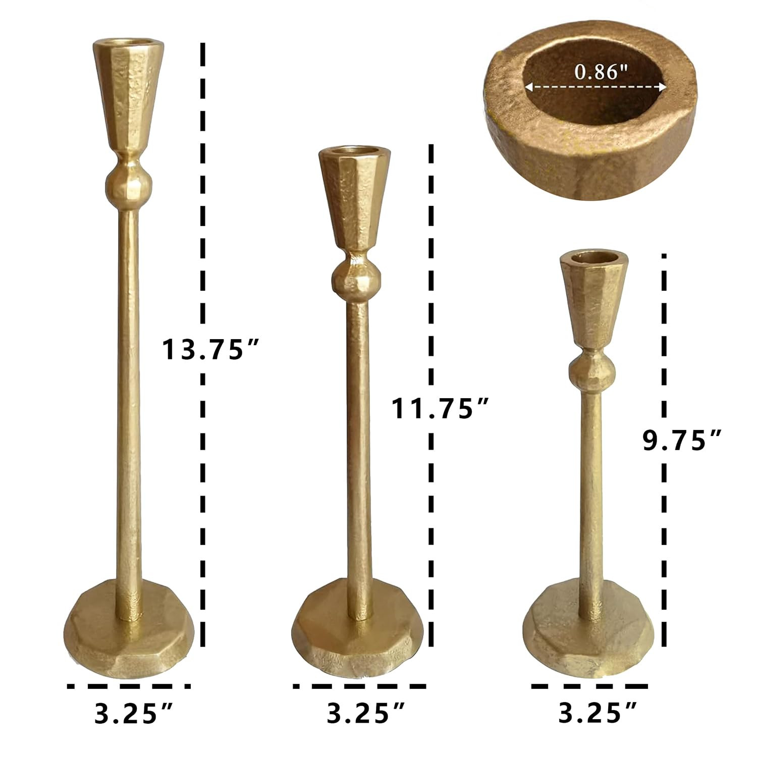 Candle Holders, Gold Iron Taper Candlestick Holder, Set of 3 Decorative Metal Candle Stand for We... | Amazon (US)