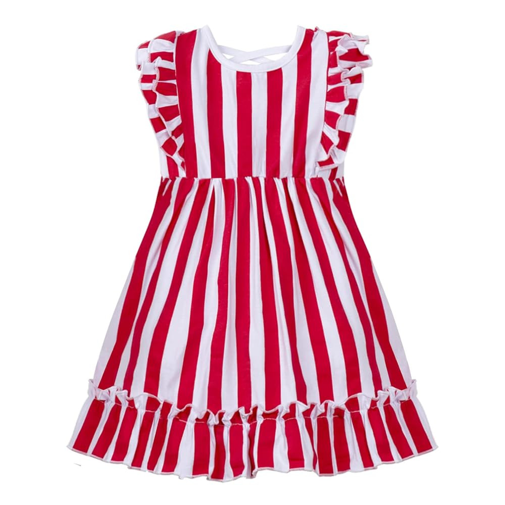 Mud Kingdom Girls Dress 4th of July Cute Independence Day American Flag Ruffle Sleeve Summer Holi... | Amazon (US)