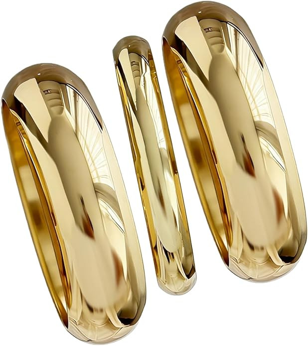 Chunky Gold Bangle Bracelets for Women Stack Trendy Silver Wide Wrist Statement Cuff Bracelet Arm... | Amazon (US)