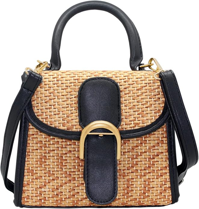 boshiho Retro Straw Woven Handbag Womens Small Cross Body Bag Shoulder Messenger Satchel | Amazon (US)