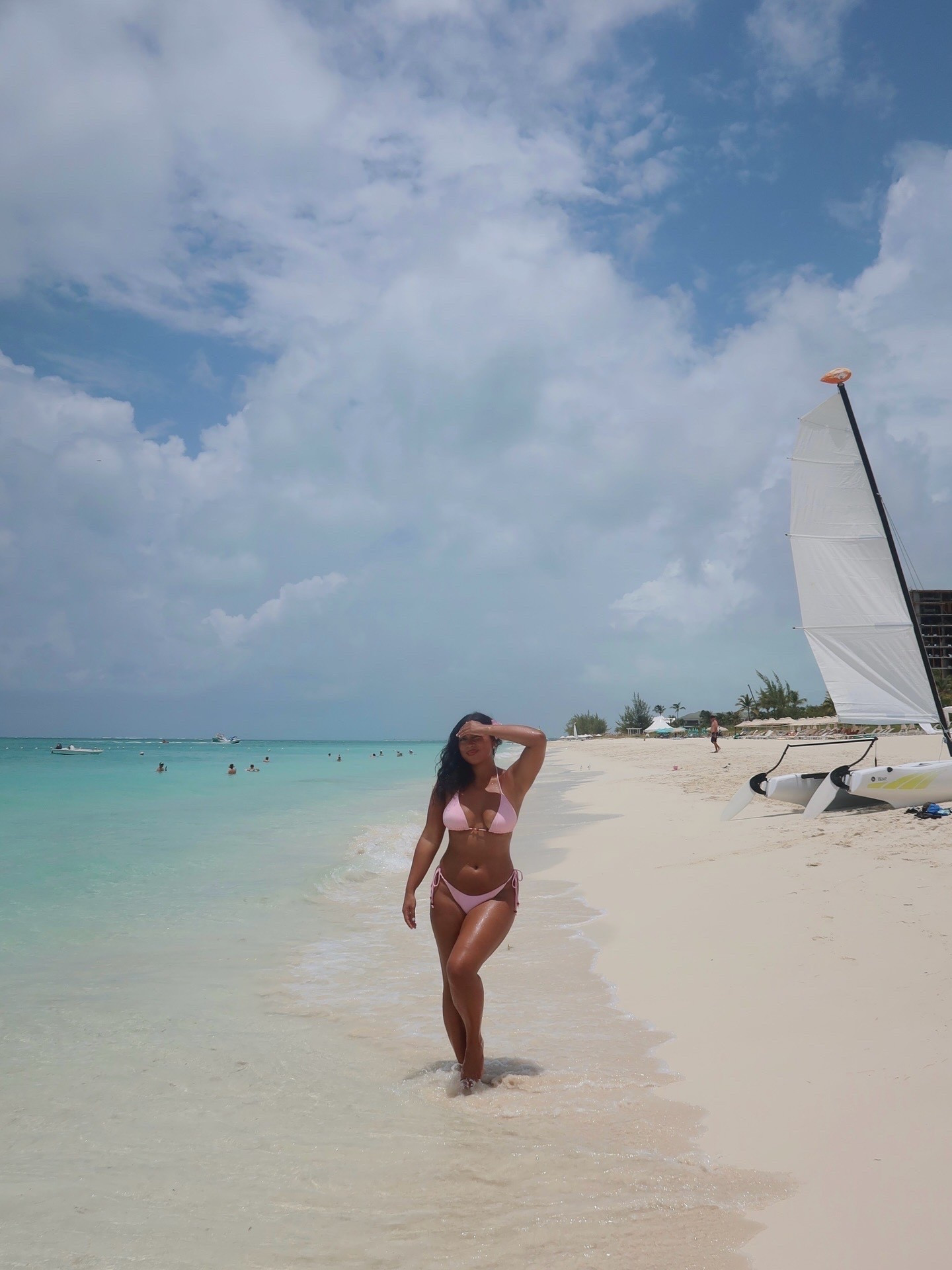 PrincessPolly bikini I love wearing, comfy & cute w/a good amount of coverage in the back 

(Runs true to size, wearing a US 8 in the tops & bottoms)