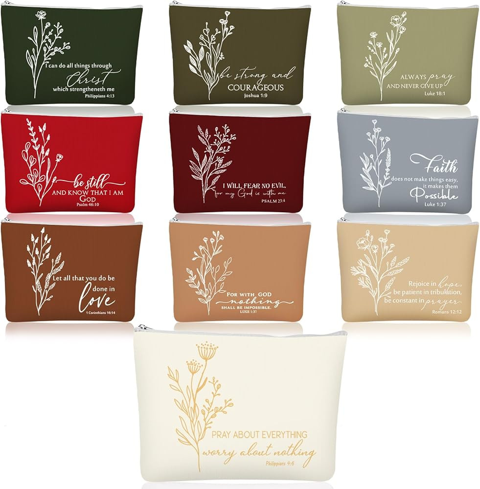 10 Pcs Christian Gifts for Women Bulk Religious Cosmetic Bags Inspirational Bible Verse Pencil Po... | Amazon (US)