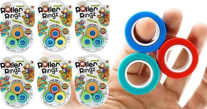 JA-RU Roller Magnetic Rings Fidget Toy (18 Rings in 6 Packs) Magic Fingers Magnetic Rings Fidget ... | Amazon (US)