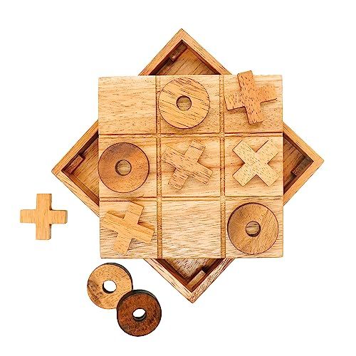 BSIRI Wooden Tic Tac Toe-Coffee Table Decor, Brain Teaser Puzzles for Adults, Unique Gifts for Ki... | Amazon (US)