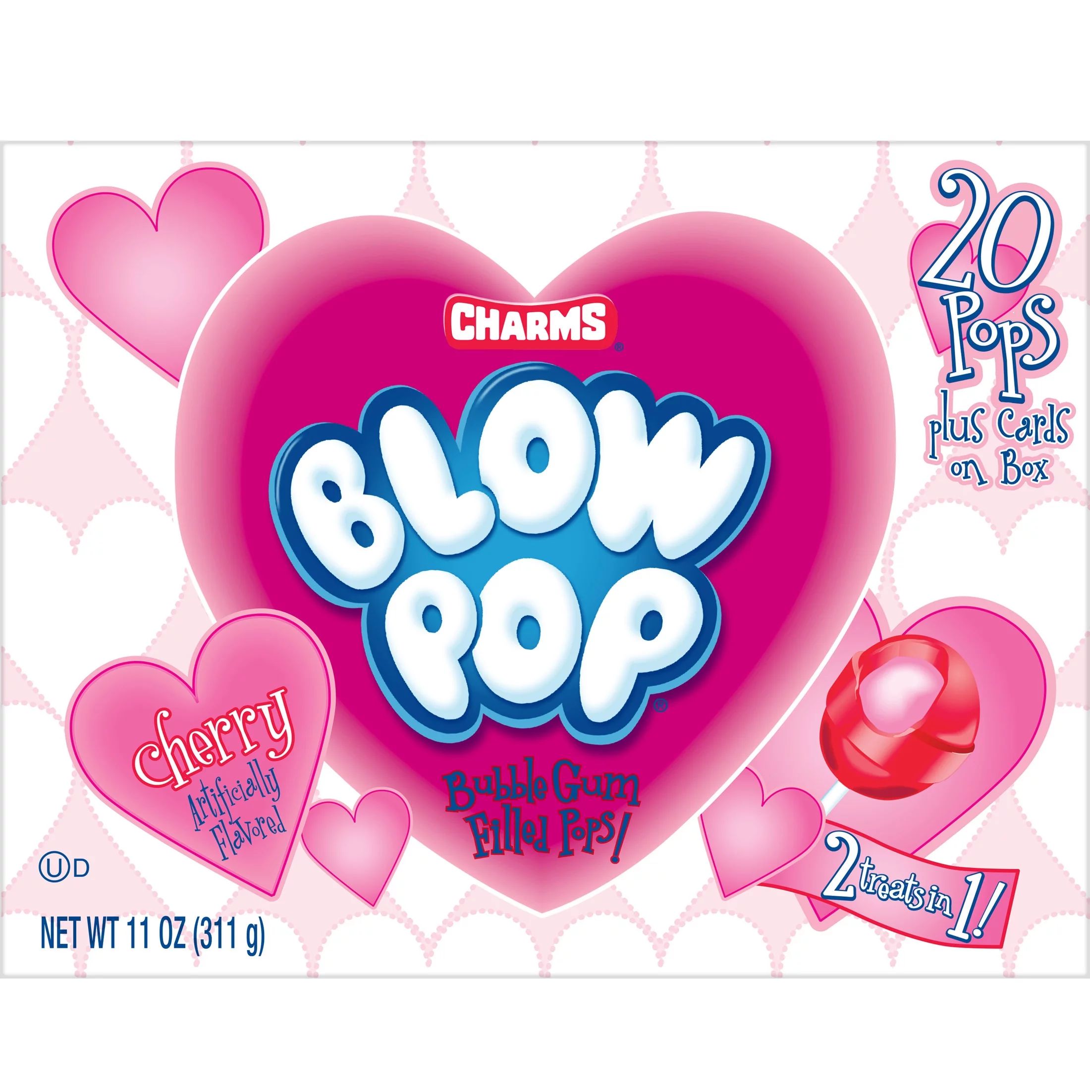 Charm's Blow Pops Valentine's Day Box, 20 Ct, Cherry Lollipops | Walmart (US)