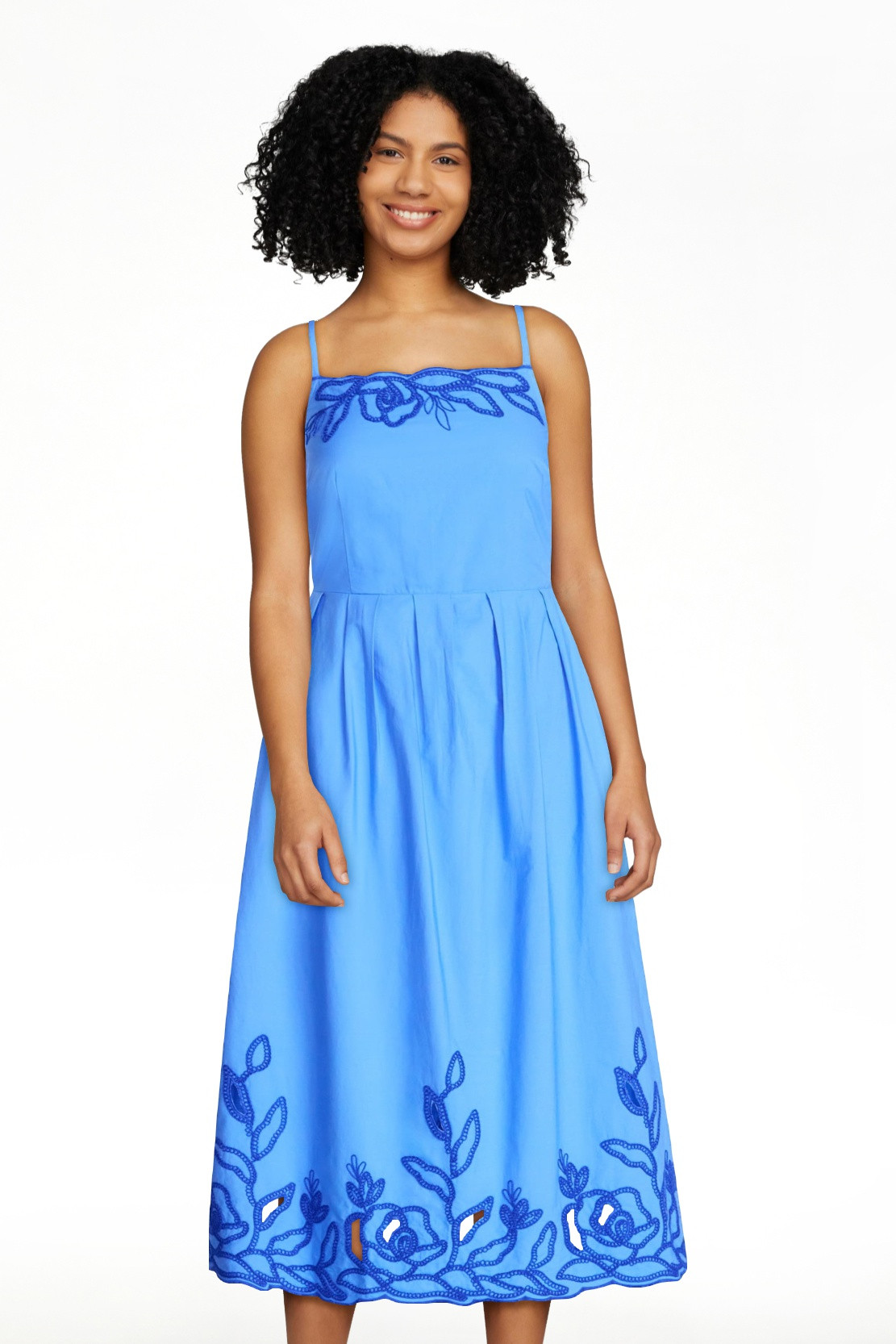 Free Assembly Women's and Women's Plus Embroidered Cotton Midi Dress, Sizes XS-4X | Walmart (US)