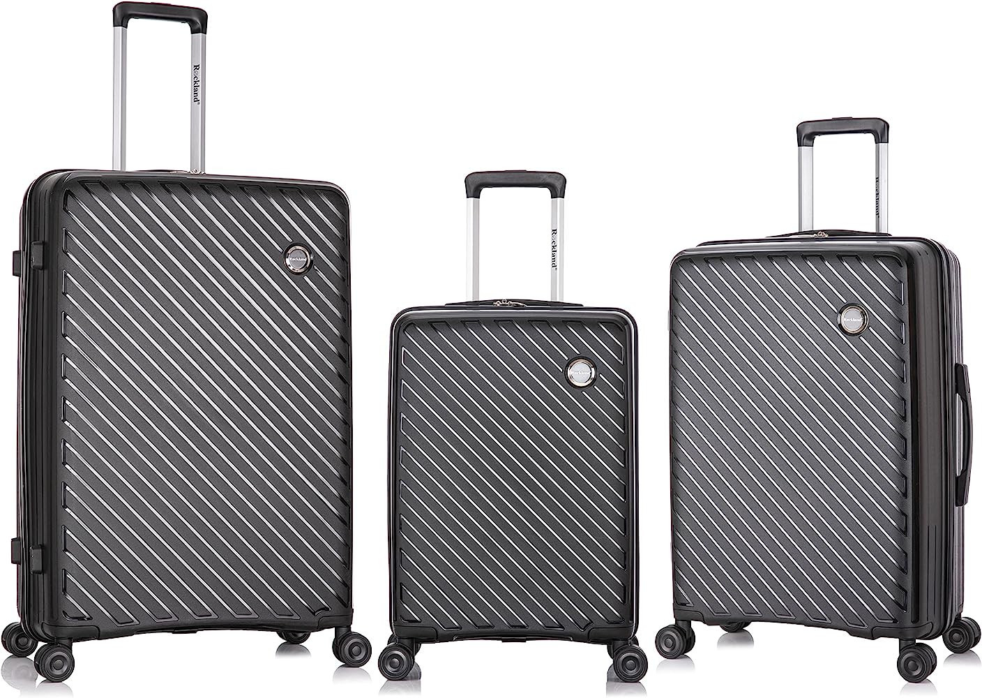 Rockland Prague Hardside Luggage with Spinner Wheels, Black, 3-Piece Set (20/24/28) | Amazon (US)