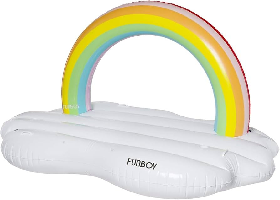FUNBOY Giant Inflatable Luxury Rainbow Cloud Island Daybed Pool Float, Floating Bed, Two Cup Hold... | Amazon (US)