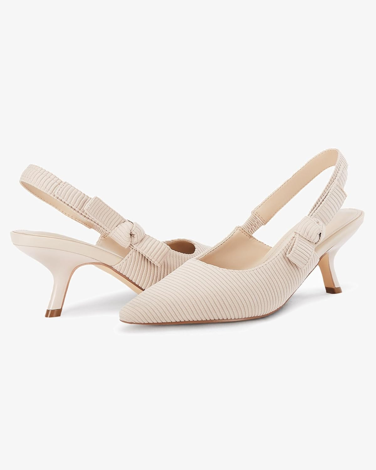 Coutgo Womens Slingback Kitten Heels Closed Pointed Toe Bowknot Knitted Slip On Work Pumps Dress ... | Amazon (US)