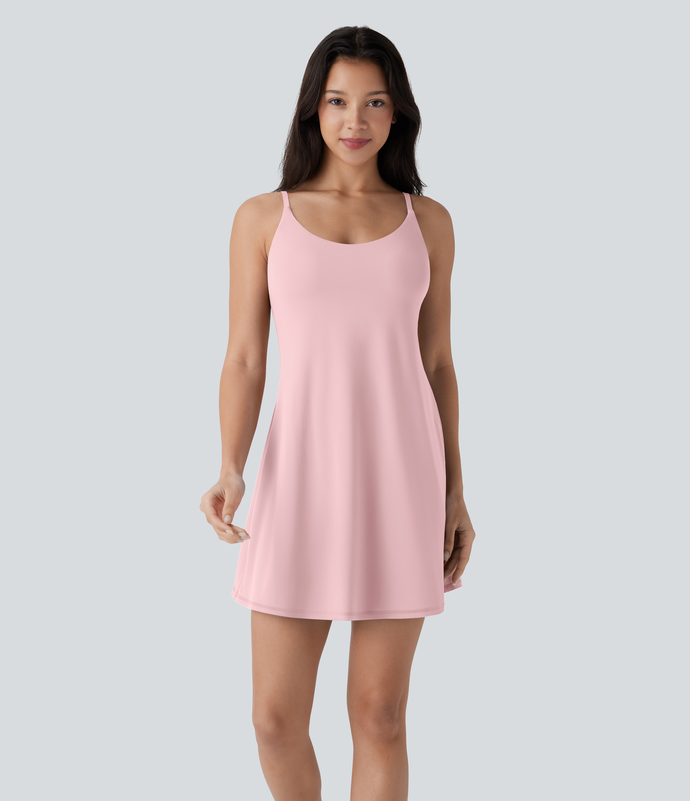 Halara SoftlyZero™ Plush Molded Cups Low Support Dance Active Dress-Easy Peezy Edition A-C Cups Workout Dress - Primrose Pink - XL | HALARA
