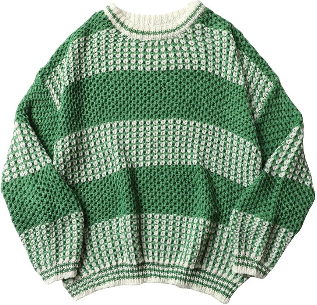 GORGLITTER Women's Striped Chunky Sweater Long Sleeve Crew Neck Pullover Colorful Slouchy Knit Sw... | Amazon (US)