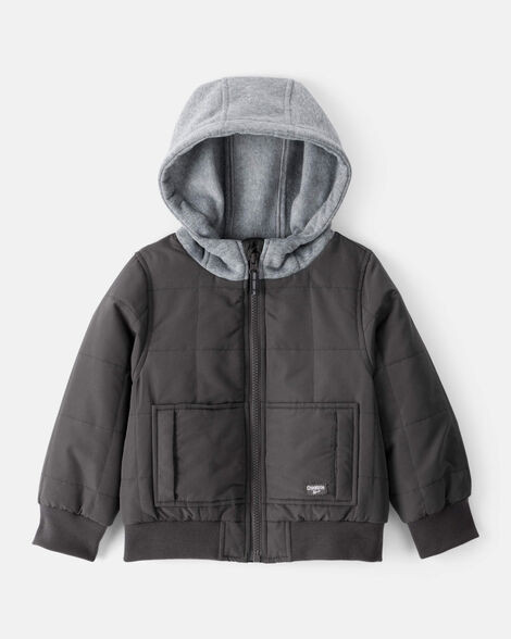 Toddler Boy Long-Sleeve Midweight Quilted Bomber Jacket - Black | Carter's Inc