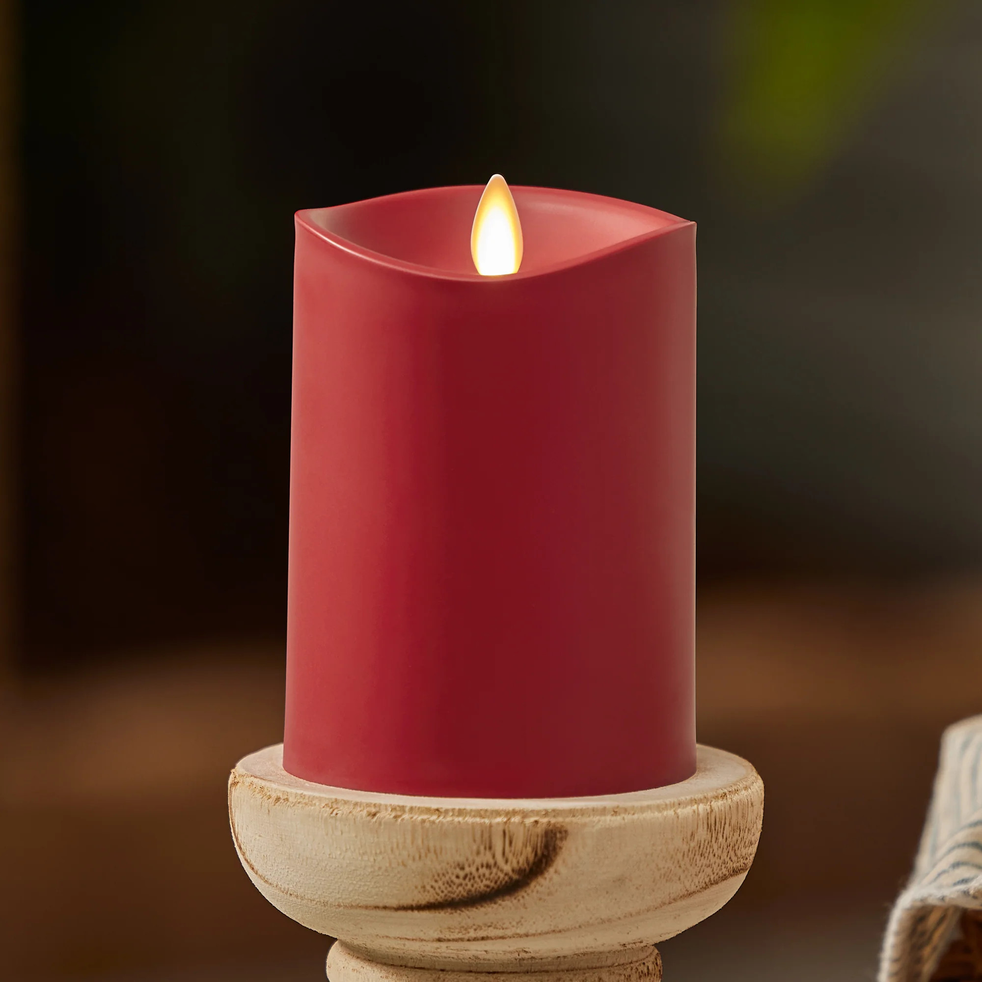 Cherry Red Outdoor Flameless Candle Pillar | Luminara