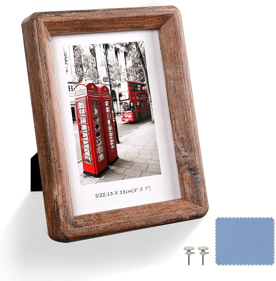 5x7 Picture Frame - Rustic Wooden Picture Frame with Real Tempered Glass, Gift Box Barn Wood Fram... | Amazon (US)