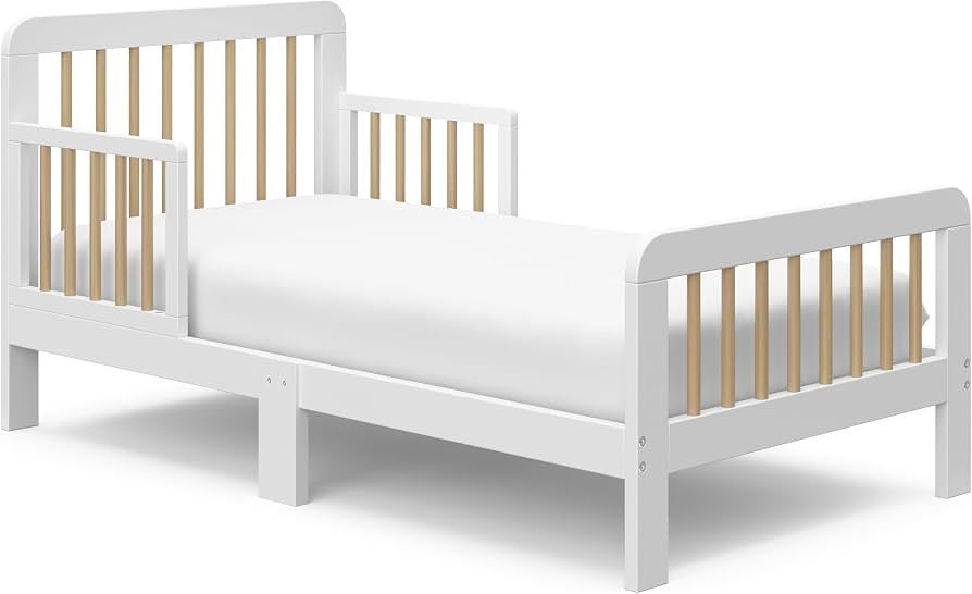 Storkcraft Pasadena Toddler Bed (White with Driftwood) - GREENGUARD Gold Certified, Fits Standard... | Amazon (US)