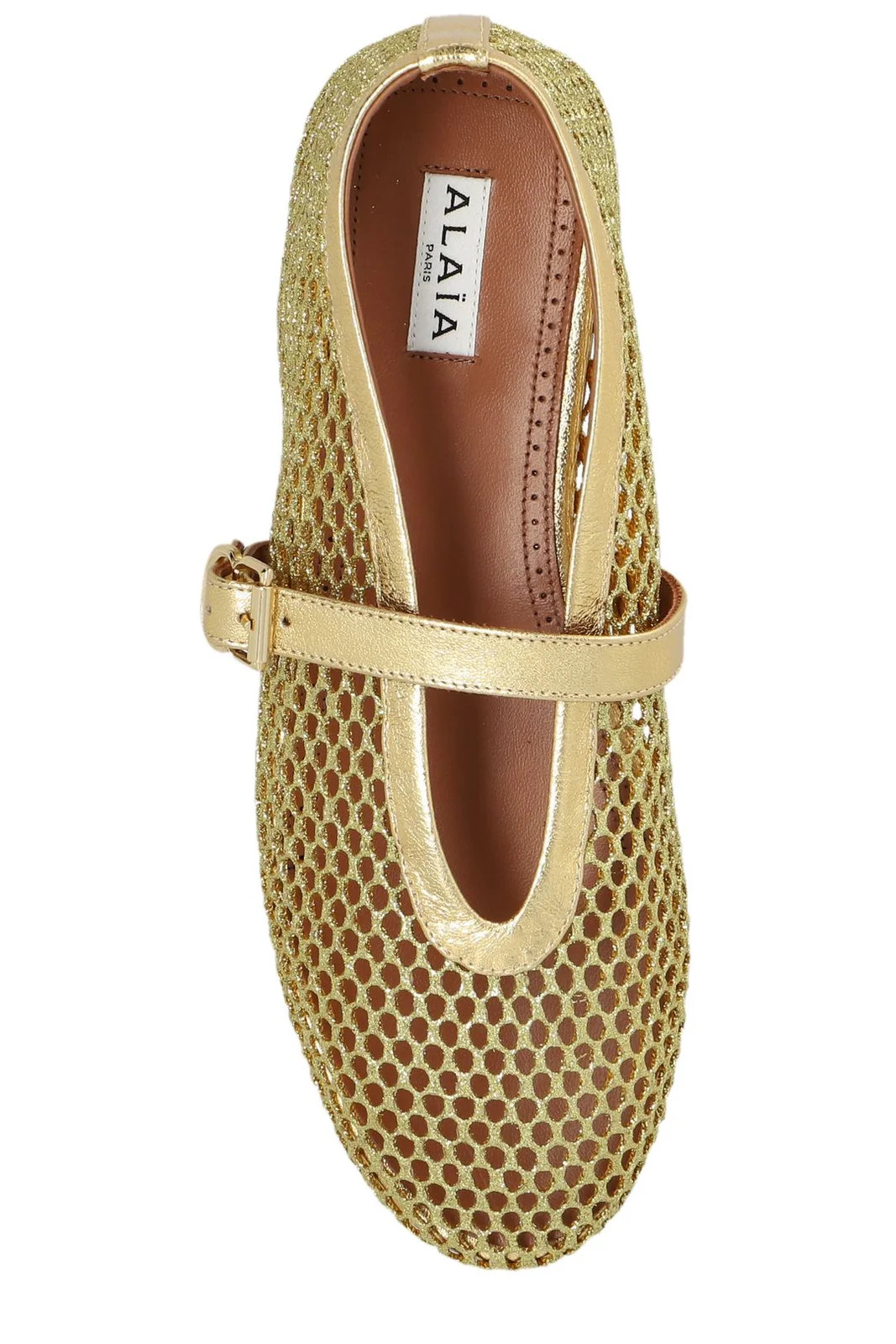 Alaïa Laminated Fishnet Ballet Flats | Cettire Global