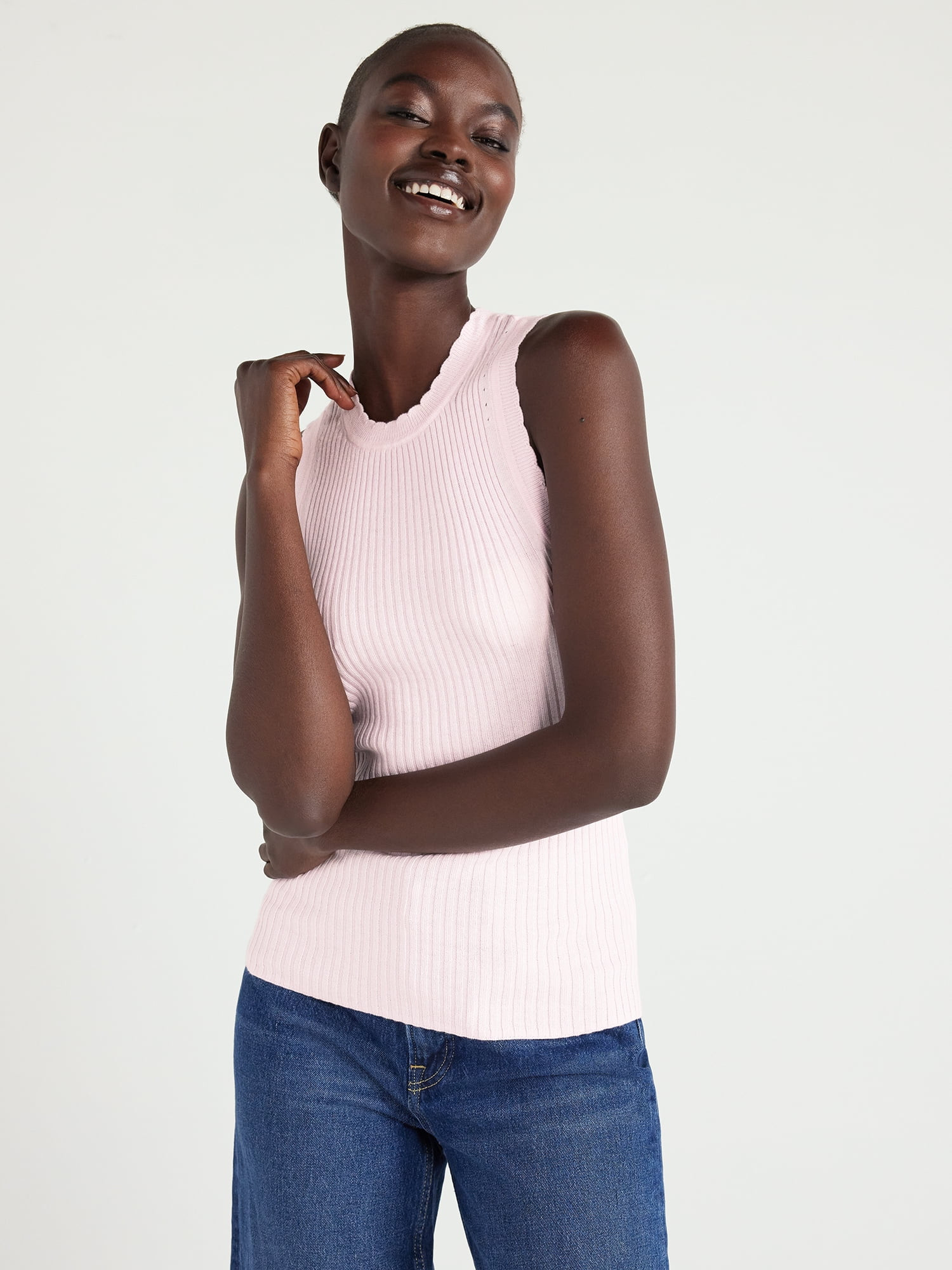 Free Assembly Women’s Scallop Trim Sleeveless Sweater, Sizes XS-XXL | Walmart (US)