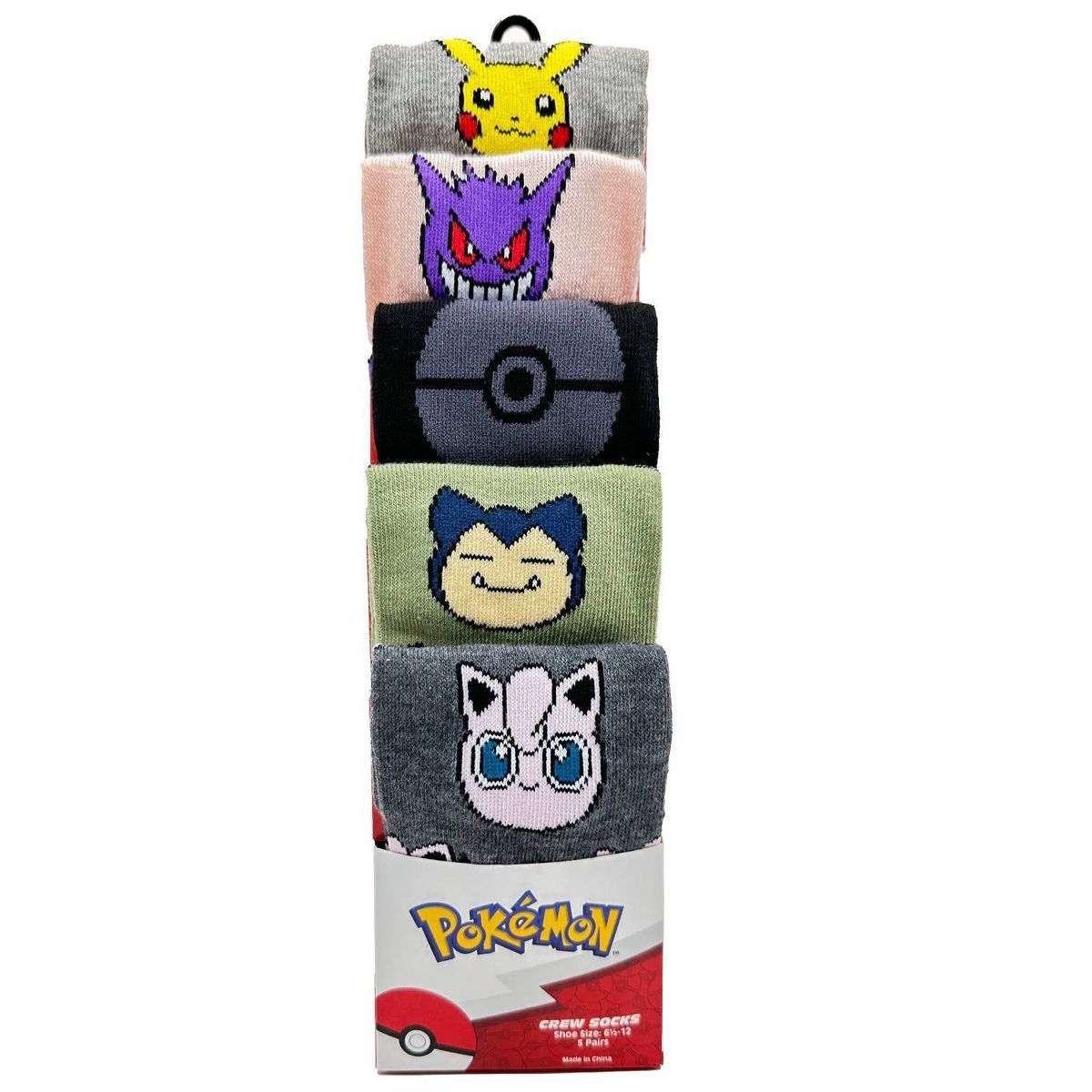 Pokemon 5pk Character All Over Print Crew Sock Bundle | Target