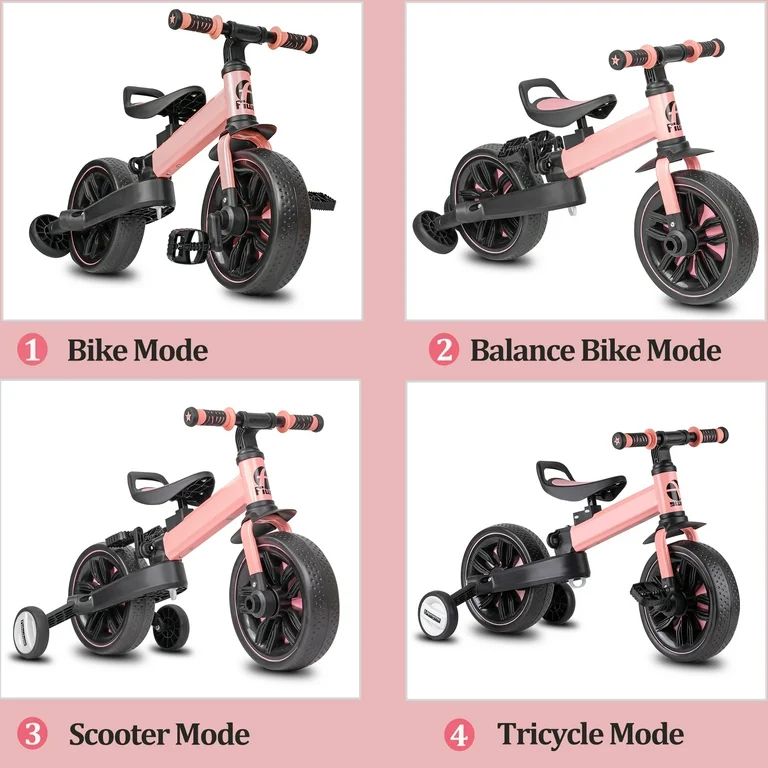 Toddler Bike, Tricycle for Toddlers 1-3, 4 in 1 Balance Training Bike, Birthday Gift & Toy for Bo... | Walmart (US)
