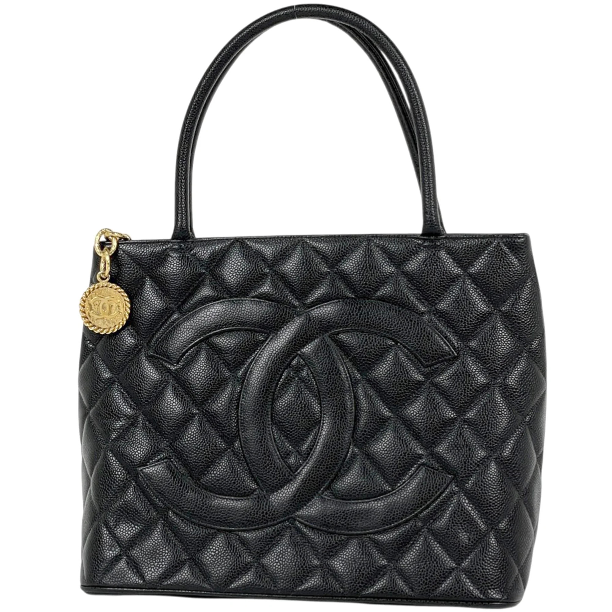 Pre-Owned Chanel CHANEL Reissue Tote Handbag Coco Mark Bag Caviar Skin Black A01804 Women's | Walmart (US)