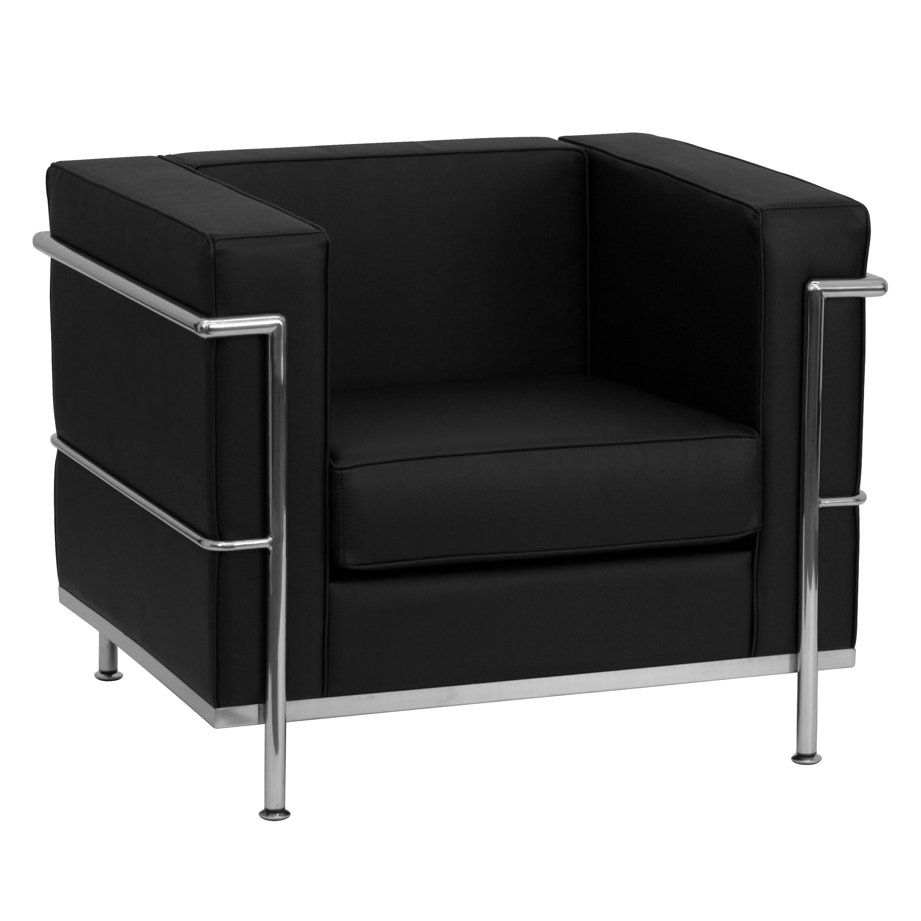 Flash Furniture HERCULES Regal Series 35-in W Modern Black Faux leather Accent Armchair Stainless Steel | 847254018418 | Lowe's