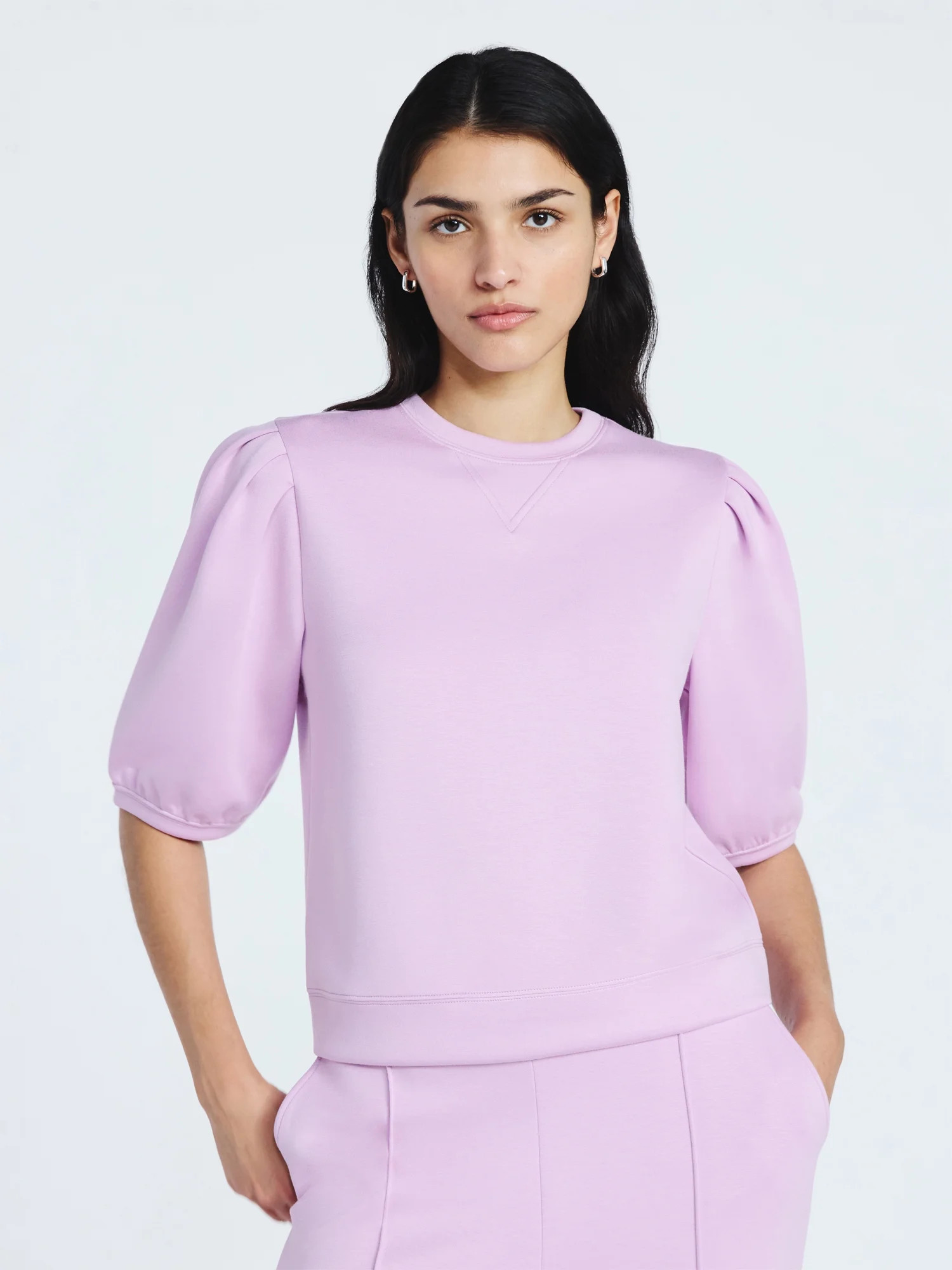 Scoop Women's and Women's Plus New Scubaknit Pleated Sleeve Top, Sizes XS-4X | Walmart (US)