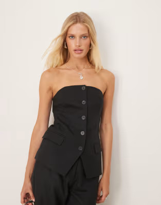 VILA bandeau tailored vest in black - part of a set | ASOS (Global)