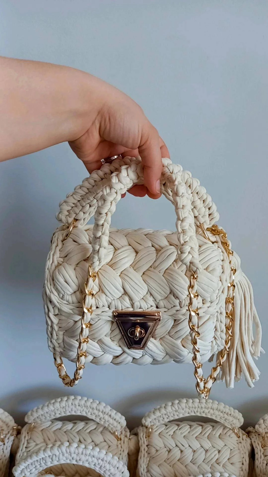 Handmade Crochet Beige Knit Bag/women Handbag / Beige Bag / - Etsy | Etsy (US)