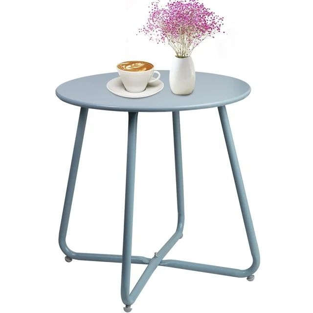 CERBIOR Metal Tray End Table, Round Accent Coffee Side Table, Anti-Rust and Waterproof Outdoor Sm... | Walmart (US)