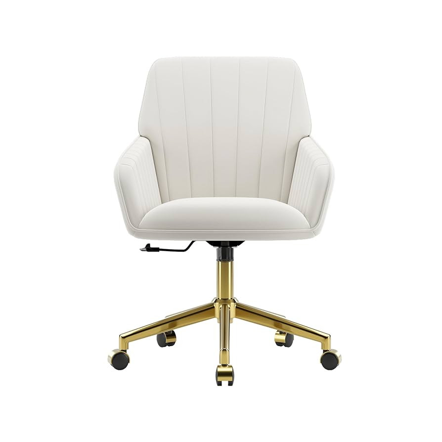 YISHENG Velvet Home Office Chair with Gold Base Upholstered Tufted Modern Height Adjustable 360 D... | Amazon (US)