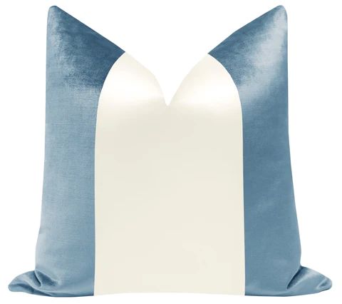 PANEL Colorblock :: Faux Silk Velvet // Hydrangea Blue + Alabaster Silk BACKORDER | LITTLE DESIGN COMPANY