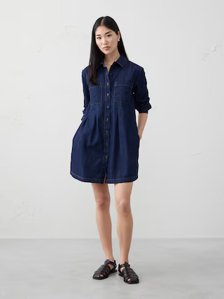 Denim Pocketed Mini Shirtdress | Banana Republic Factory | Banana Republic Factory