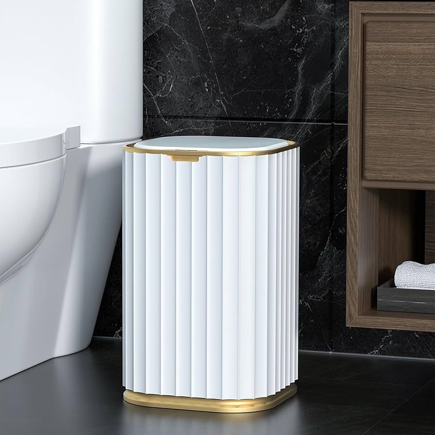 MOPALL 3.5 Gallon Automatic Trash Can,Waterproof Slim Touchless Bathroom Garbage Can with a Lid(W... | Amazon (US)