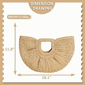 Straw Bag, Beach Bags for Women, Semi-Circular Woven Beach Hand Bag Handmade Rattan Handbag for V... | Amazon (US)