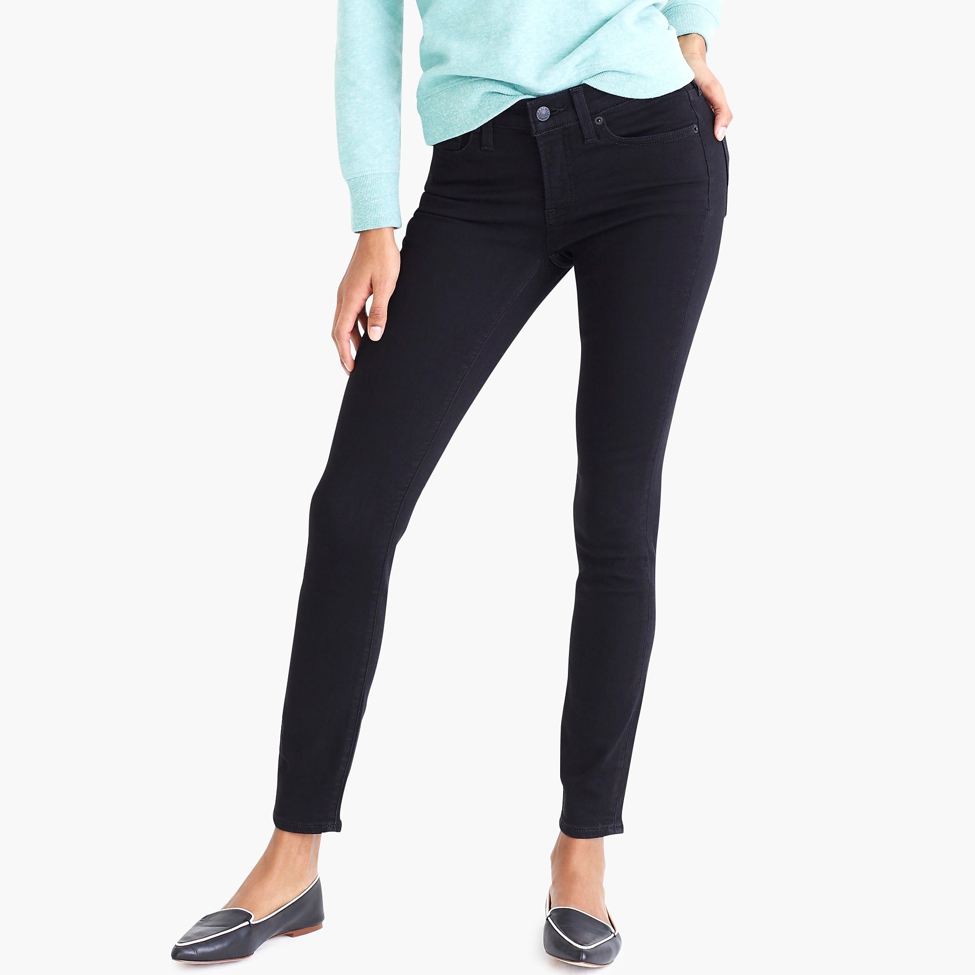 8" midrise skinny jean in black denim | J.Crew Factory