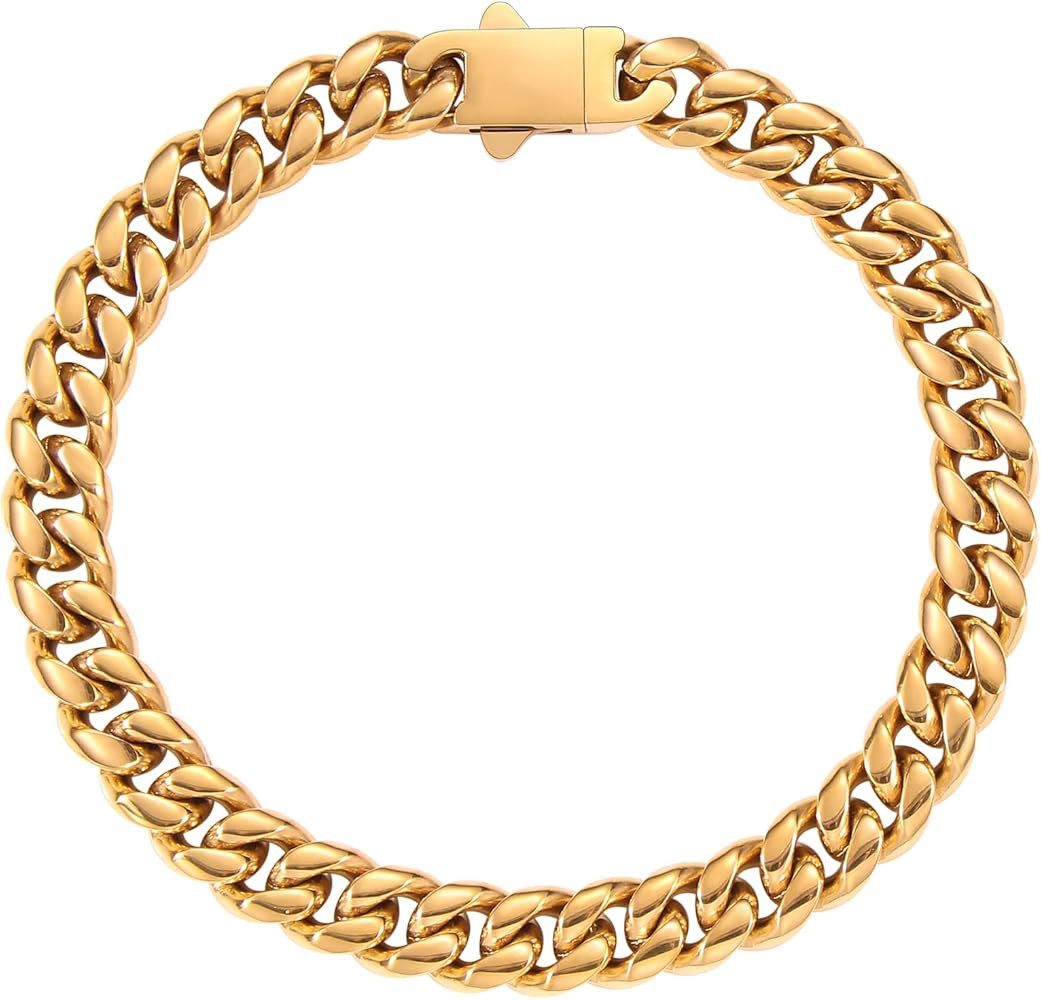 Heymagoo Cuban Link Chain Bracelet for Men Women, 8mm Width 7"/8"/9" Length Diamond Cut Curb Chai... | Amazon (US)