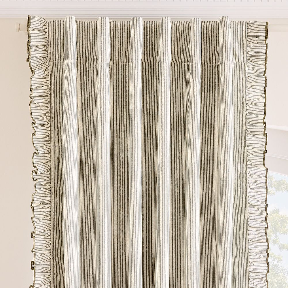 Pinstripe Ruffle Blackout Curtain | West Elm (US)